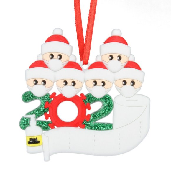 NEW 2020 QUARANTINE CHRISTMAS ORNAMENT 6 PERSON - Picture 1 of 2